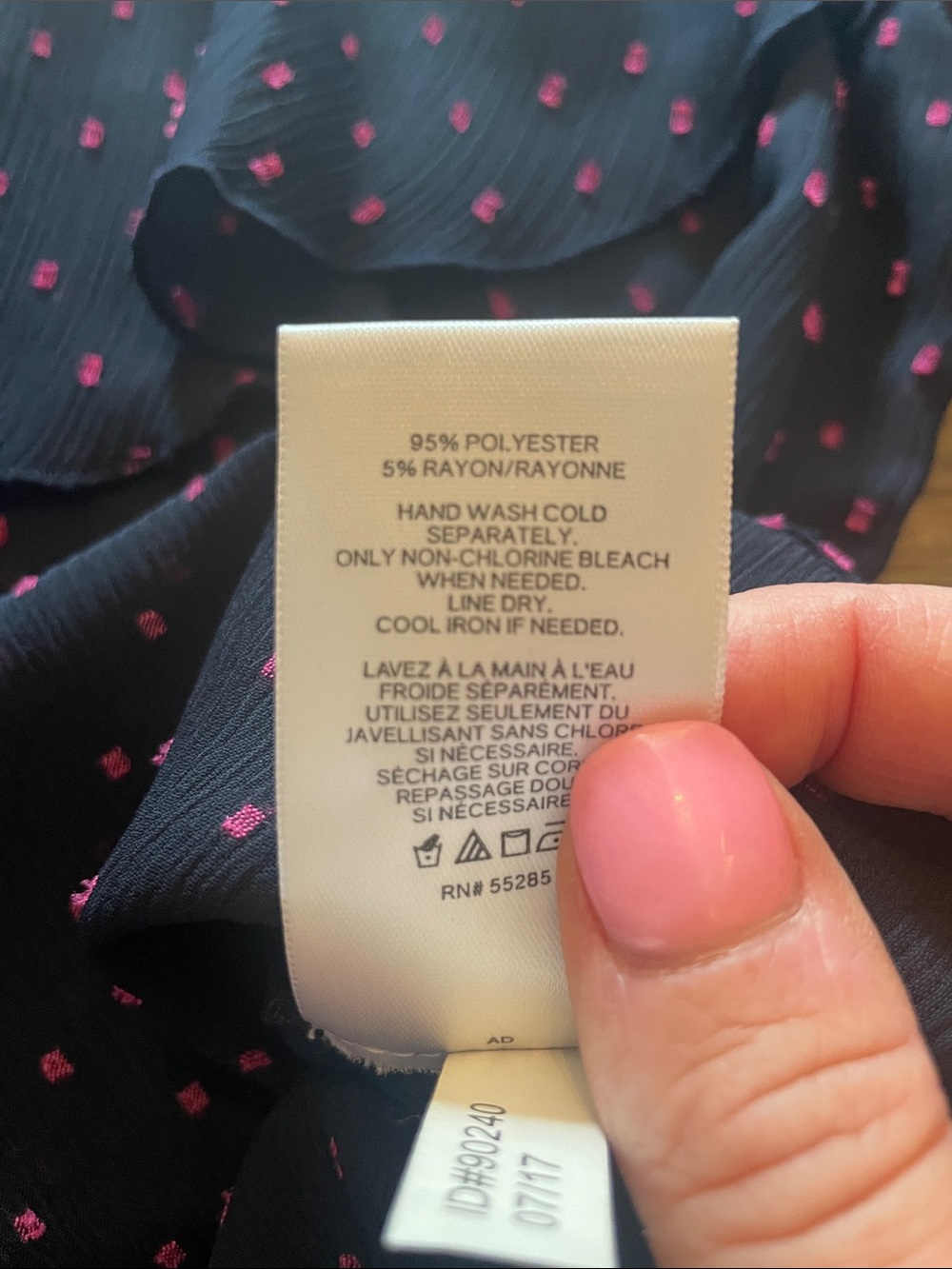 Express Navy Blouse with Pink Dots Size Small - Picture 10 of 10